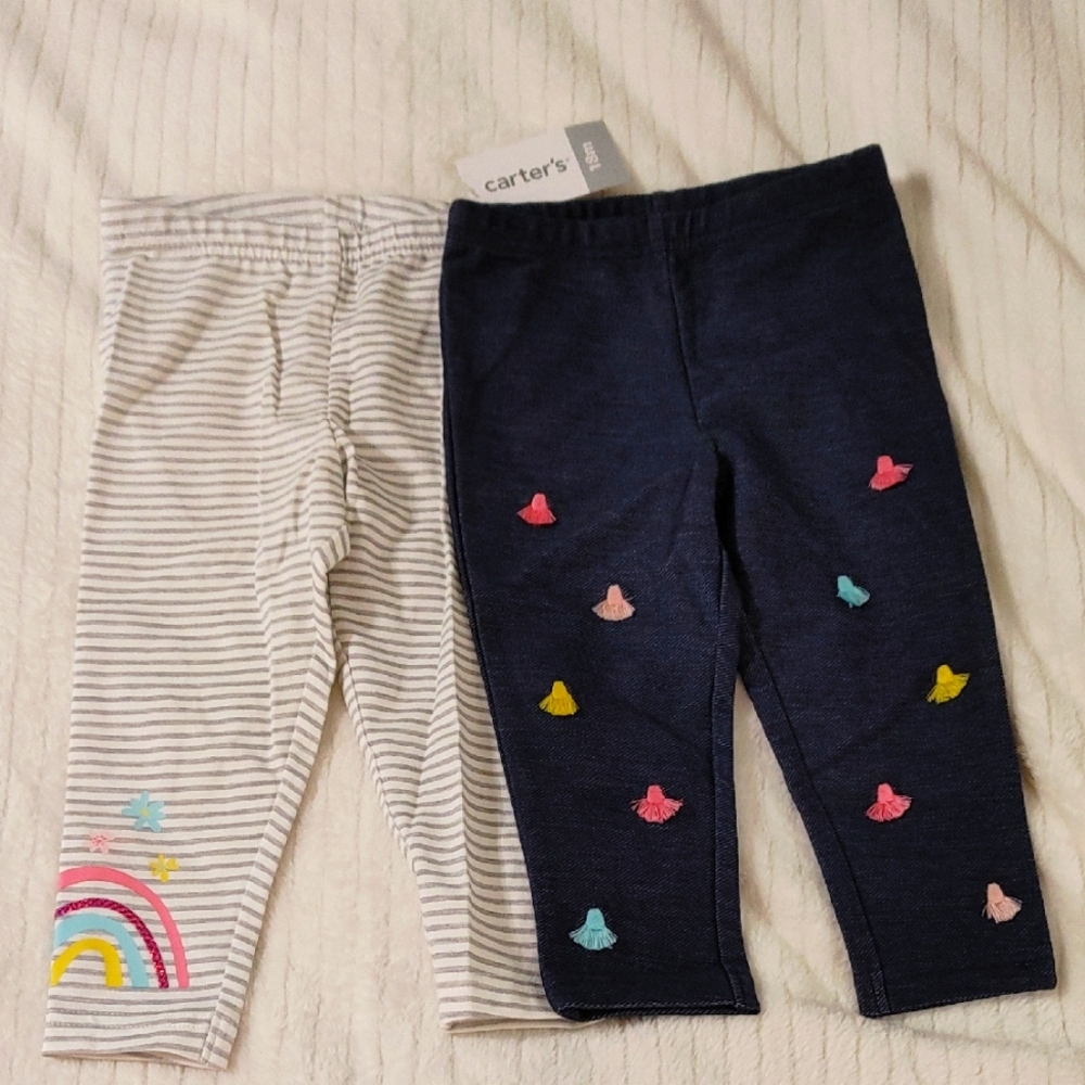 Carter's Gray and Blue Leggings Set with Playful Patterns